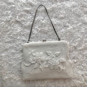 Vintage White Beaded Evening Bag